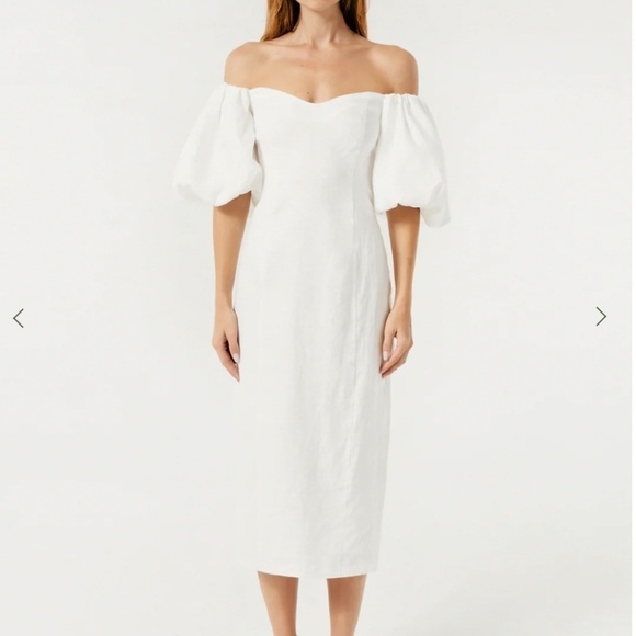 RHODE Dresses & Skirts - RHODE Women's Karima Off-Shoulder Puff Sleeve Midi Dress, White